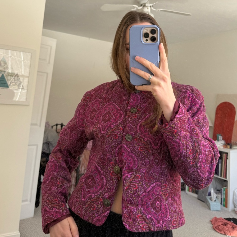 Pink Paisley Button-Up Jacket - Picture 4 of 4